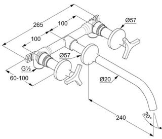Встраиваемый смеситель для раковины Kludi Nova Fonte Deco хром 201460539